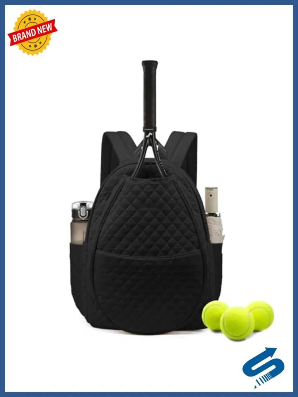 Quilted Tennis Backpack for Women Pickleball Racquet Bag with Racket